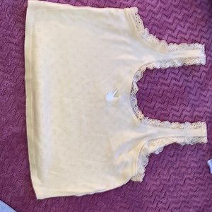 Pale Yellow Y2K Cropped Playboy Bunny tank top